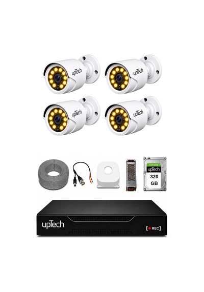 Uptech Full Hd 4 Kameralı Gece Renkli Görüş Su Geçirmez Güvenlik Kamera Seti 320gb Hdd 2239