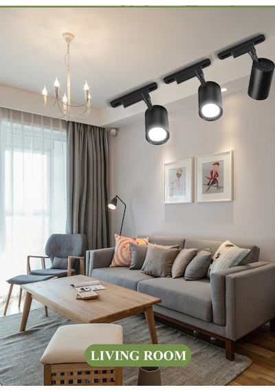 3'lü Hareketli Led Ray Spot + 1 Metre Ray Siyah Kasa Beyaz Işık