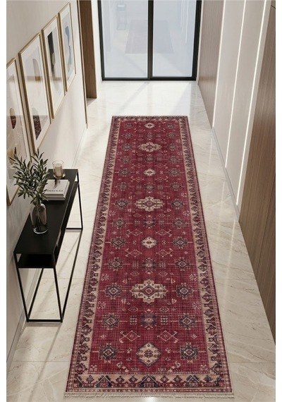 Yolluk Halı Kaymaz Taban Yıkanabilir Leke Tutmaz Kilim Özel Ölçü Koridor Halısı 3029 Çok Renkli
