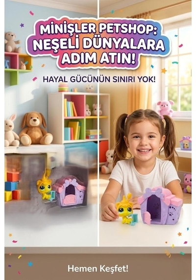 Pet Shop Minişler Bal Arısı Kostümlü Miniş Figür Ve Kulübe Oyun Seti Seri 3 Işıklı Paket Oyuncak