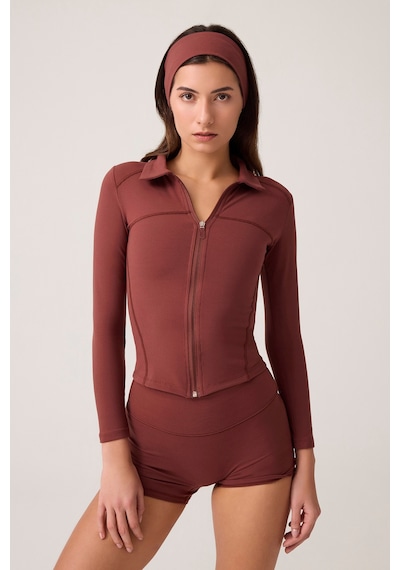 Los Ojos X Ece Bordo Fermuarlı Spor Ceket Collared Bordo Bordo