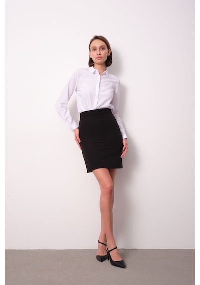 Pera Moda Kadın Basic Gizli Düğme Gömlek Beyaz