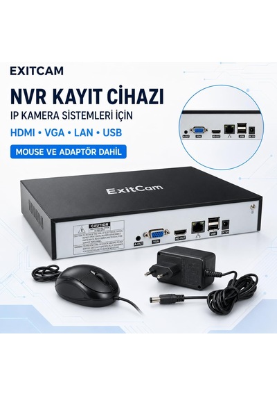 Exitcam 15 Kameralı 5 Mp Ip Poe Güvenlik Kamera Sistemi 20 İnç Monitör, 1 Tb Hdd, 300 Metre Kablo, Sesli Ve Gec