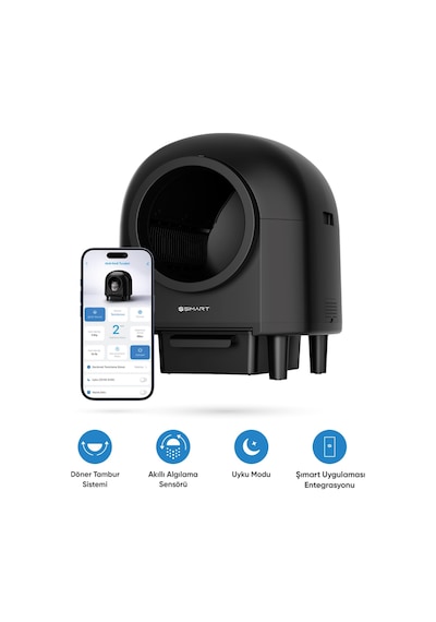 Şımart Akıllı Kedi Tuvaleti 80lt, Otomatik Temizleme Ve Wi-fi Kontrollü