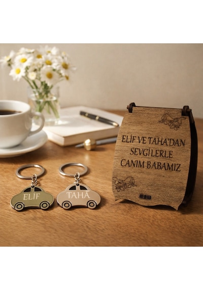 Canım Babam Çelik Araba Model Anahtarlık Kişiye Özel İki Taraflı İsim Yazilabilen No 30014