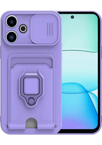 Xiaomi Redmi 13 4g Kılıf Zuma Kartvizitli Yüzüklü Silikon Lila