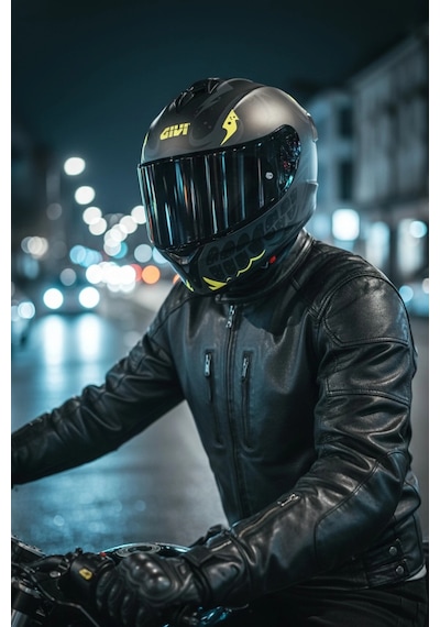 Gıvı 50.x Bones Sarı/ 1 Renkli 1 Şeffaf Vizörlü Motosiklet Kask Siyah Vizör + Şeffaf