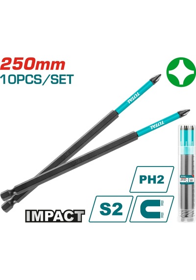 Total Darbeli 250 Mm Ph2 Bits Uc Seti - Tacım16ph2103