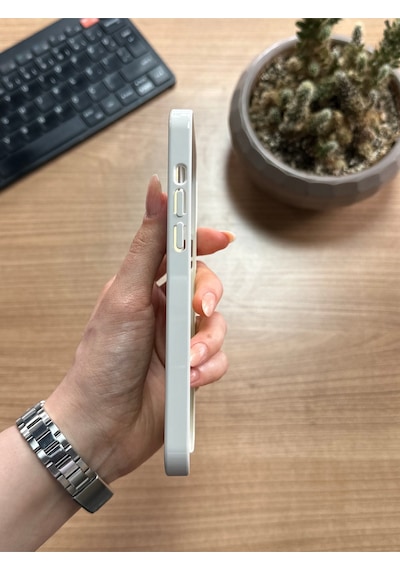 Apple Uyumlu iPhone 14 Pro Max Animasyonlu Stylus Silikon Kılıf Krem