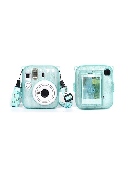 Instax Mini 13 Yeşil Fotoğraf Makinesi Simli Pleksi Kılıf Ve 10'lu Film Hediye Seti