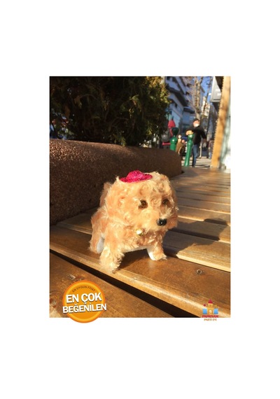 Pembe Peluş Köpek Yürüyen Pilli Oyuncak - Sevimli Arkadaşlarınız İçin Kahverengi