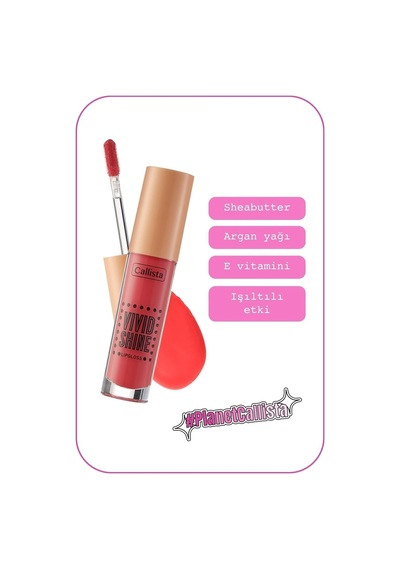 Callista Vivid Shine Lipgloss Nemlendirici Işıltılı Dudak Parlatıcısı - 102 Candied Peach - Turuncu