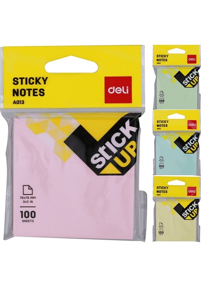 Deli Yapışkanlı Not Kağıdı 76 76mm 100yp A01302