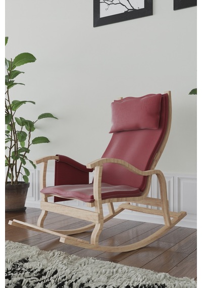 Mobildecoaş Mobildeco Sultan Ahşap Sallanan Sandalye Bordo (Doğal) Bordo