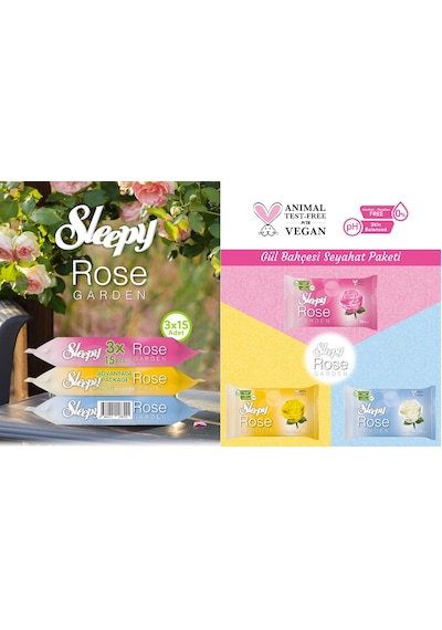 Sleepy Islak Havlu Cep Mendil 270 Yaprak 18 Li Set Rose/garden 18'li Set