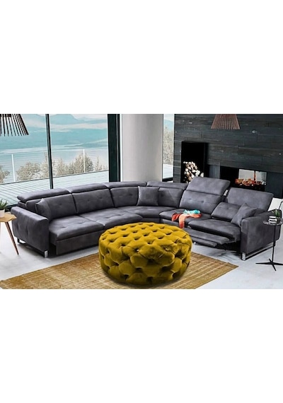 Gazzini Classic Orta Puf, Yuvarlak Oksit Sarı