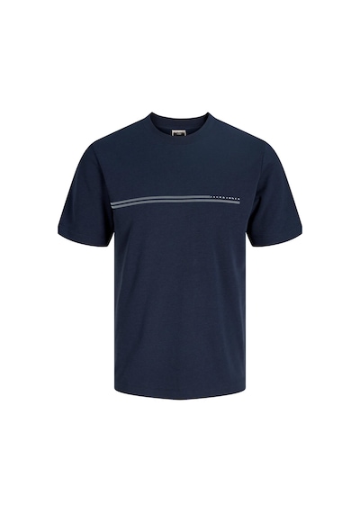 Jack & Jones Jcofusıon Erkek Basic Tişört Bisiklet Yaka, Göğüs Logolu Lacivert