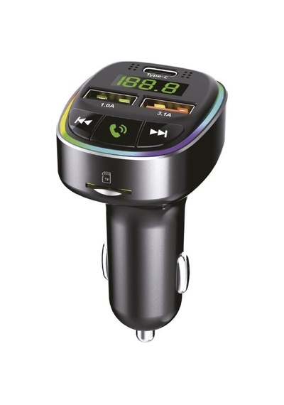 Delux Serisi Araç İçi Telefon Tutucu Uzun Yol Transmitter Usb Tf Kart Mikrofon G17 Siyah 18w