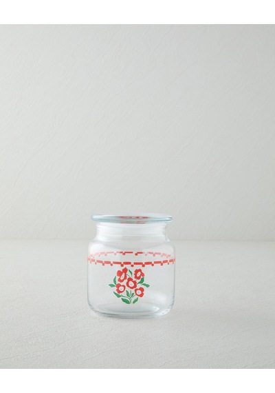 English Home Bright Parade Cam Kavanoz 500 Ml Kırmızı - Beyaz Kırmızı - Beyaz