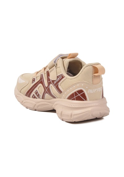 Ayakmod Bej Kahve Cırtlı Fileli Hafif Unisex Çocuk Spor Ayakkabı Ruffon F Bej-kahverengi