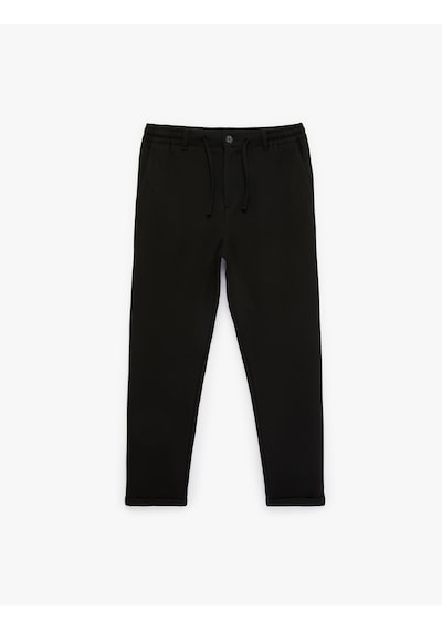 Koton Regular Fit Cepli Beli Bağcıklı Düğmeli Kumaş Pantolon Siyah 6sam40016hk