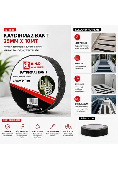Dmax Bhd-00468 Bant 25mm X 10mt Siyah Bandı Kaydırmaz