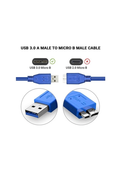 30cm - Usb 3.0 Hdd Harddisk Kablosu - Usb 3.0 A Erkek To Micro B Erkek Kablo