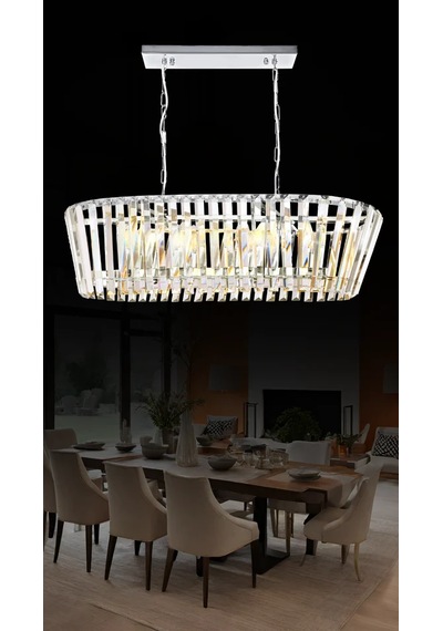 Serenne Yemek Masası Taşlı Avize 3198-w75-2q-kz Krom