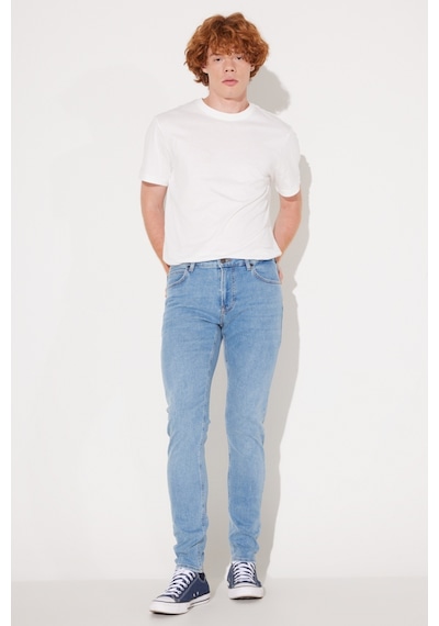 Lee Malone Skinny Fit Dar Kesim Düşük Bel Çok Dar Paça Mavi Erkek Esnek Jean Denim Kot Pantolon L736016404 Mavi