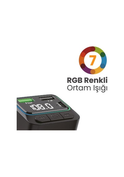 Tr 45w Turbo Şarjlı Bluetooth Fm Transmitter + Usb Flash Destekli