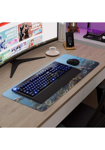 Sualtı Gaming Mouse Pad Kauçuk Kaymaz Taban Mousepad V5, 70x30 Xl