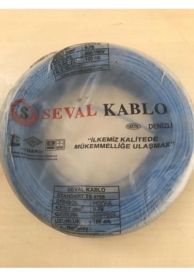 SEVAL 0,75mm² mavi NYAF kablo (100 mt)