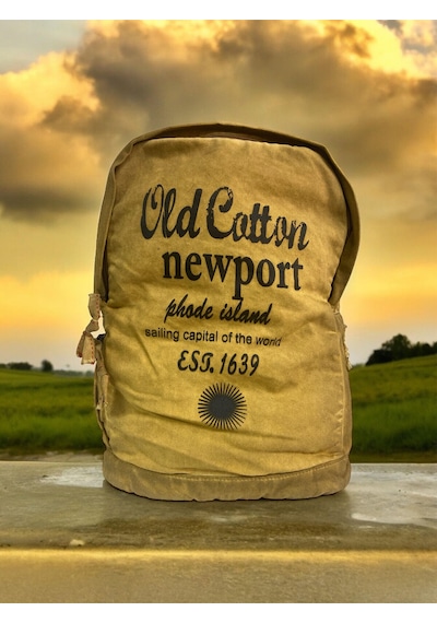 Old Cotton Cargo Kaliteli Vintage Disayn Laptop Bölmeli Sırt Gezi Çantası Leone Bag Oil 5100 Camel