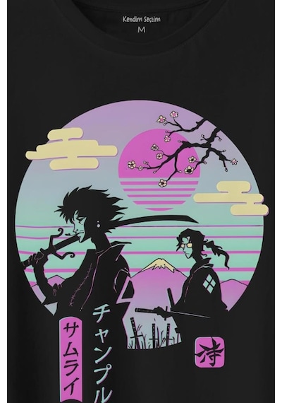 Samurai Chillhop Samuray Japonca Chill Baskılı Tişört Unisex T-shirt 001