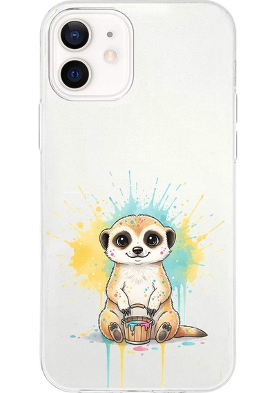 Apple Uyumlu iPhone 12 Mini İle  Splash Mirket Tasarımlı Şeffaf Silikon Kılıf 051h