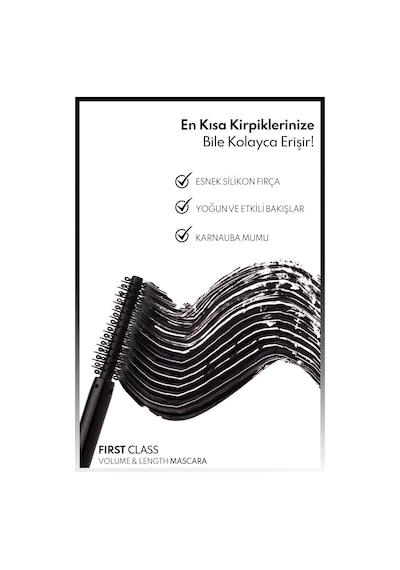 Note Cosmetique First Class Hacim ve Uzatma Etkili Maskara - Siyah
