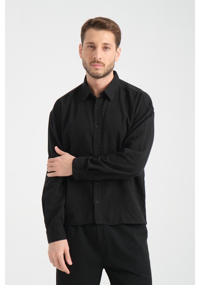 Redline Bond Keten Oversize Rahat Kalıp Premium Kumaş Basic Gömlek Siyah Redline Bond Keten Oversize Rahat Kalıp Premium Kumaş Basic Gömlek Siyah