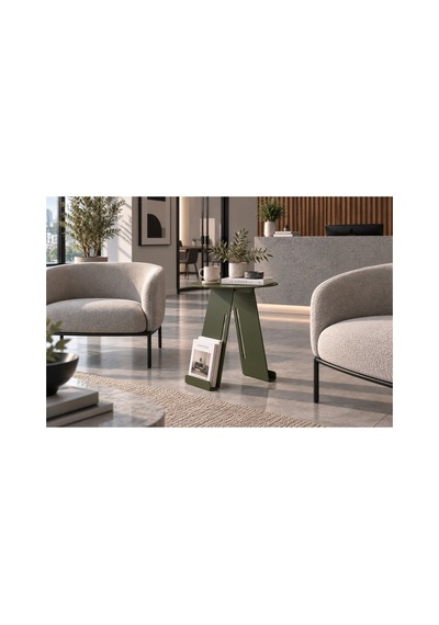 Folio Modern Metal Yan Sehpa Ve Dergilik, Yuvarlak Koltuk Kenarı Kitaplık Sehpa Yeşil - 945341616 Yeşil