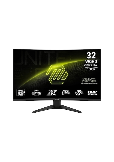 Msı 31.5 Mag 321cqf E18 2560x1440 Wqhd 16:9 Curve 1500r Rapıd Va 180hz 0.5ms Freesync Gamıng Monıtor