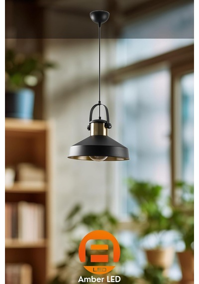 Metal Gövdeli Tekli Sarkıt Avize Modern Mutfak Ve Salon İçin E27 Uyumlu, Siyah-2571 Diğer