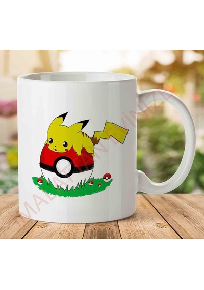 1-1751 Pokemon Pikachu On Holiday İki Tarafı Baskılı Kupa Bardak.jpg Çok Renkli