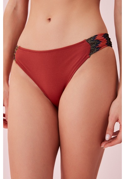Suwen Yanı Pileli Bikini Alt Sb24560l221 Tarçın
