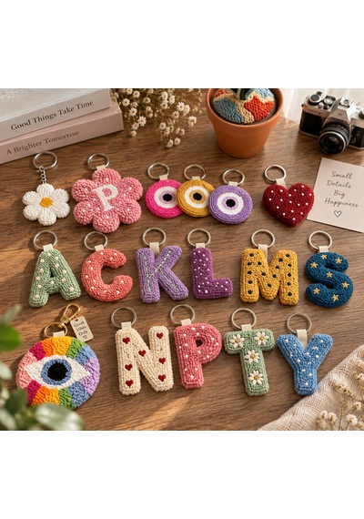 Punch Nakışı Anahtarlık Handmade Çok Renkli