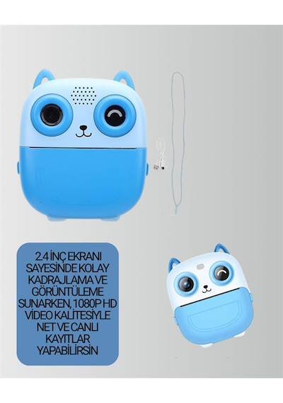 2.4 Ekranlı Mini Kamera 1080p Kayıt + Mürekkepsiz Yazdırma