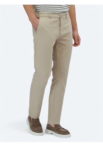 Kip Bej Dokuma Regular Fit Casual Pamuk Karışımlı Pantolon Bej -