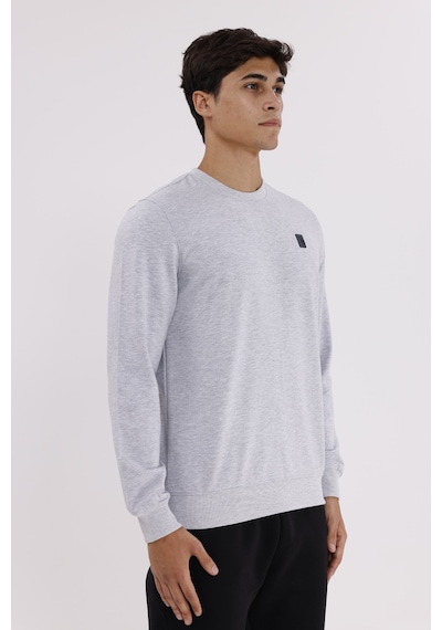 Rowinger Minimal Logolu Bisiklet Yaka Ribana Manşetli Rahat Kalıp Mevsimlik Sweatshirt Grey