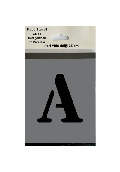 Stencil Harf Boyama Şablonu X077 Harf Yüksekliği 25 Cm