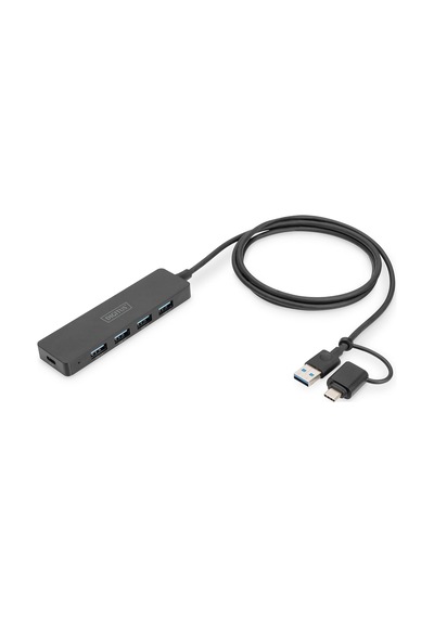 Usb Hub - 4 Bağlantı Noktası - Usb 3.0-4x Usb-a - 1x Usb-c Güç Konektörü - 5 Gbit/s'ye Kadar -
