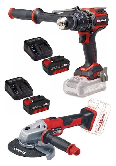 Einhell TP-CD 18/120 Li-i Bl Matkap + Axxio 18/150 Avuç Taşlama + 2x4.0AH Akülü Kömürsüz Set