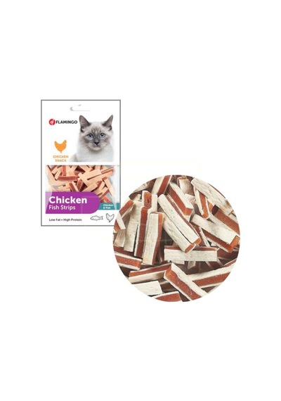 Flamingo Chicken Fish Strips Tavuklu ve Balıklı Kedi Ödülü 85 G